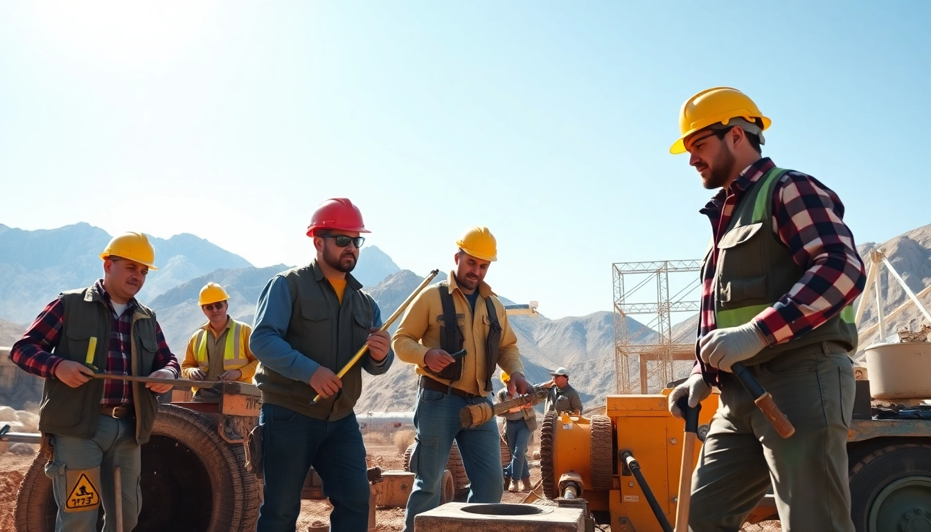 Construction professionals from the construction association Wyoming working collaboratively on a project.