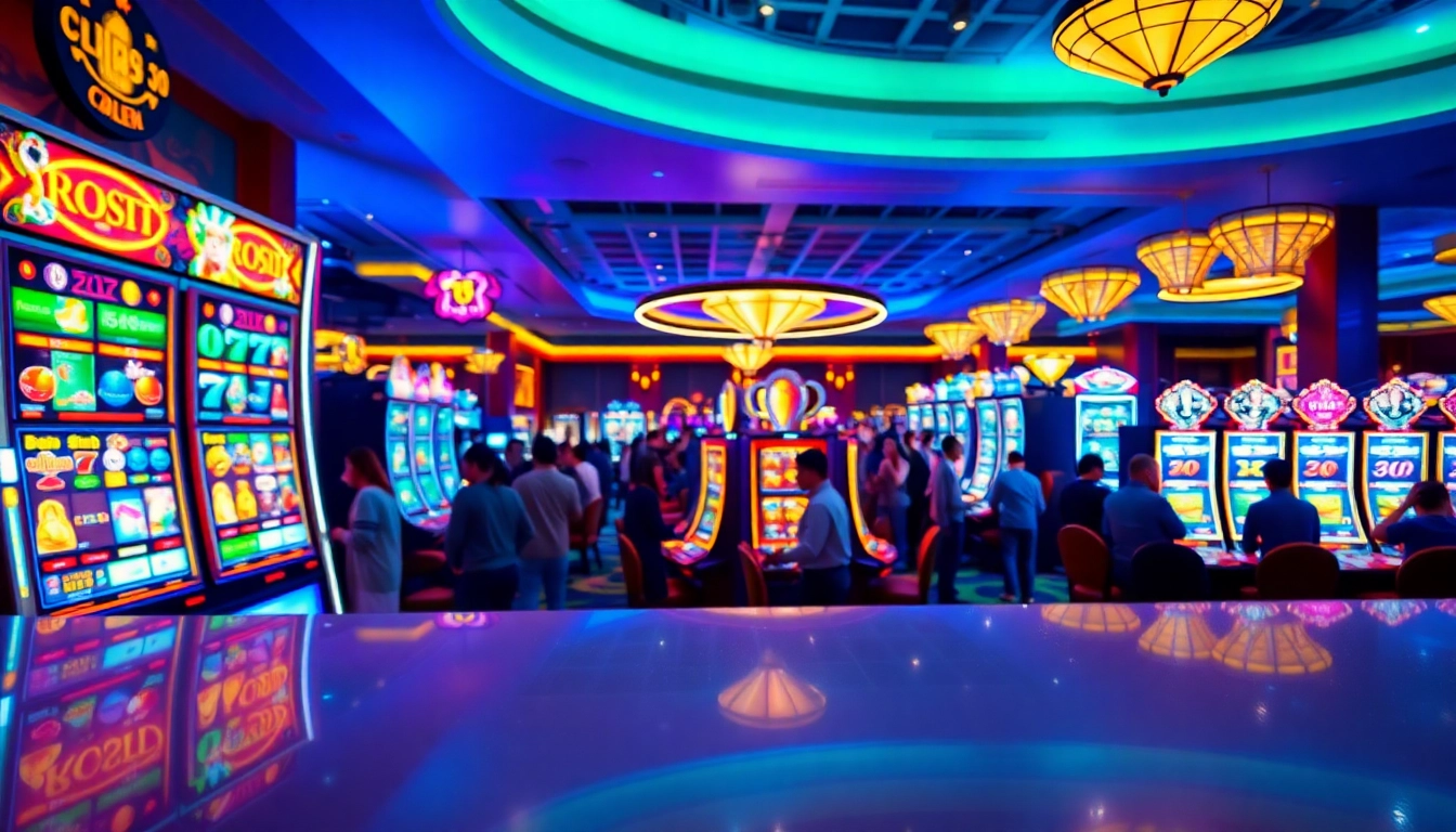 Menangkan jackpot di bandar slot dengan mesin slot yang berkilauan dan pemilih yang penuh semangat.