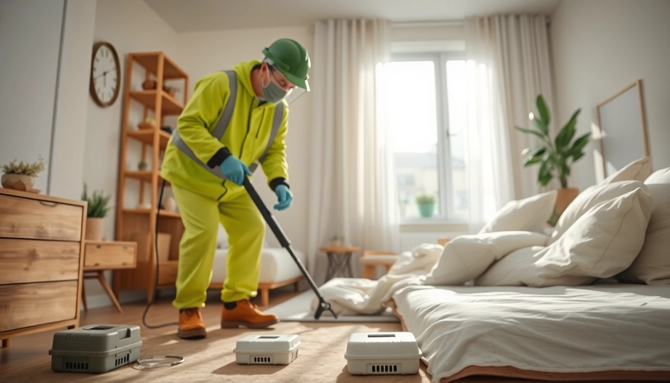 Bed bug exterminators effectively treating an urban apartment space with eco-friendly methods