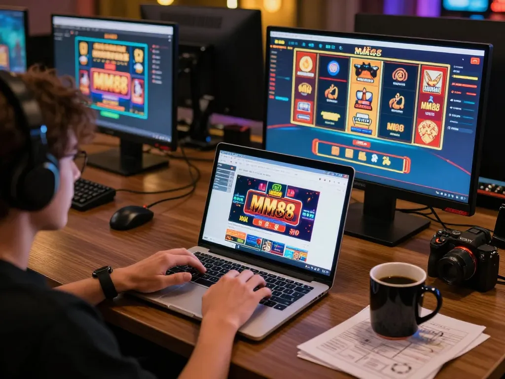 Engaging gaming moment featuring Nhà cái MM88 interface, with user experiencing online casino excitement.