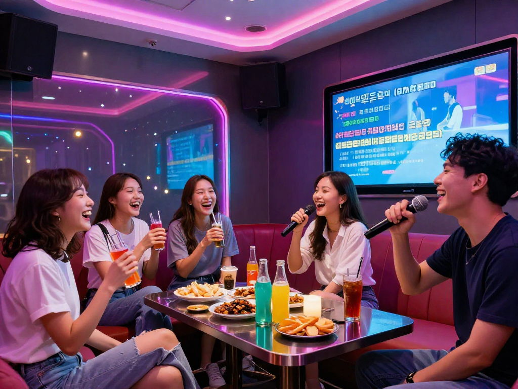 강남 타이밍과 함께 즐기는 화려한 가라오케 분위기