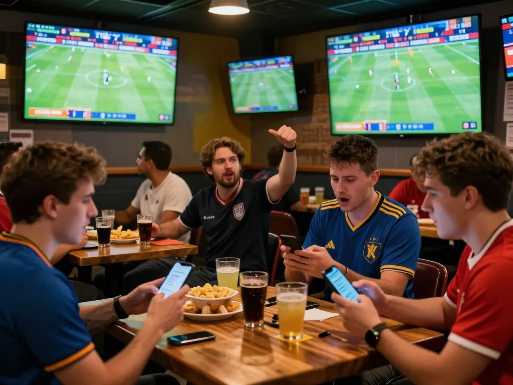 CakhiaTV fans engaging in live sports betting while watching matches on multiple screens.