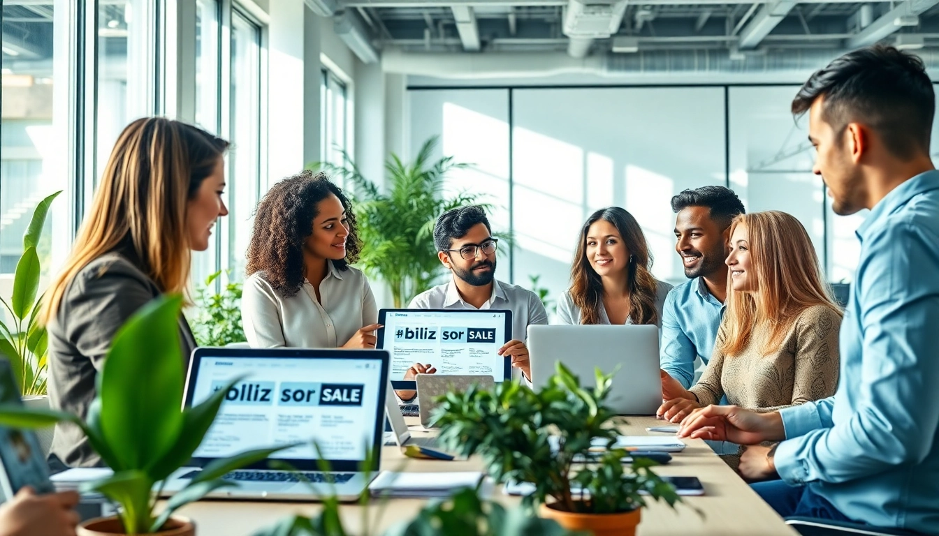 Engage with biz for sale options in a modern office setting featuring diverse discussions.