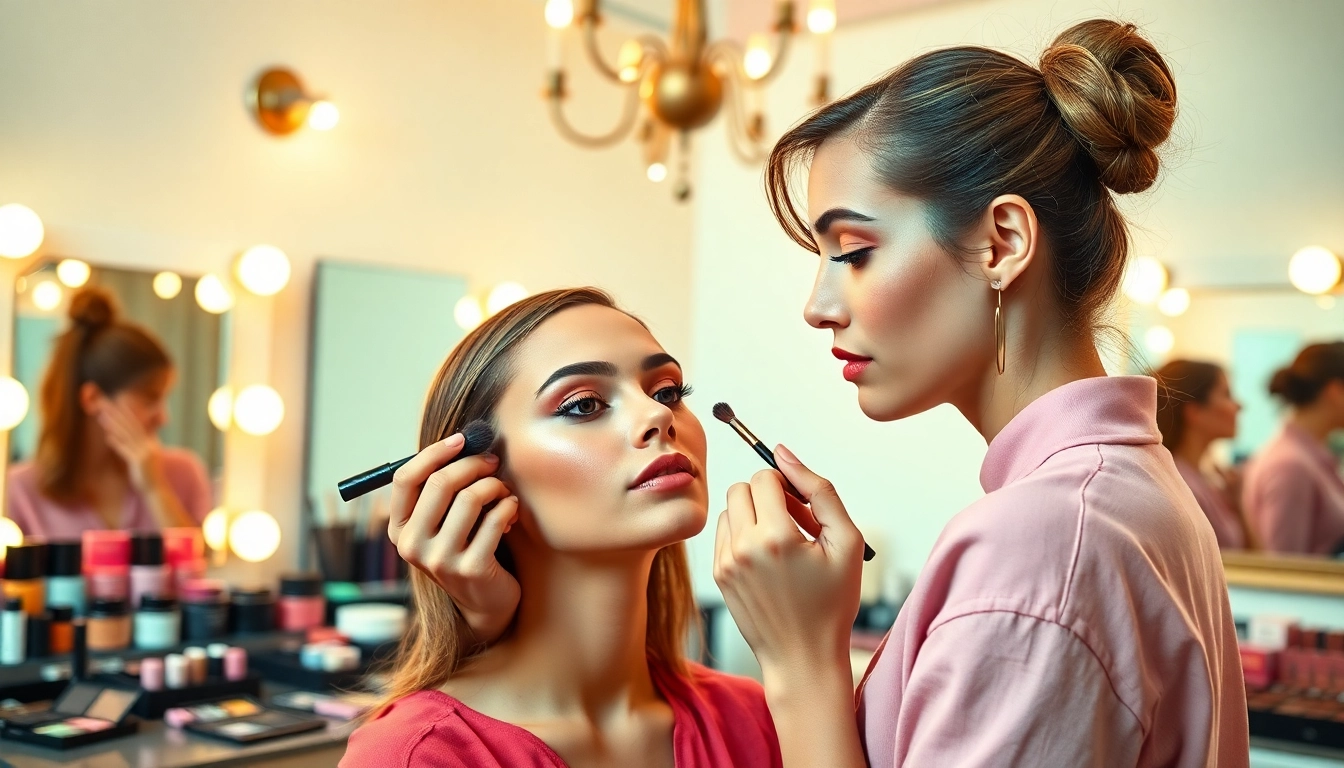 Learn essential makeup courses techniques in a vibrant classroom with professional guidance.