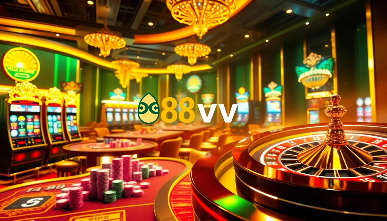 Experience the excitement of online gaming at 88vv with vibrant casino elements and dynamic visuals.