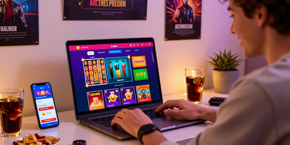Enjoying slot deposit 5k gaming experience in a vibrant home office.