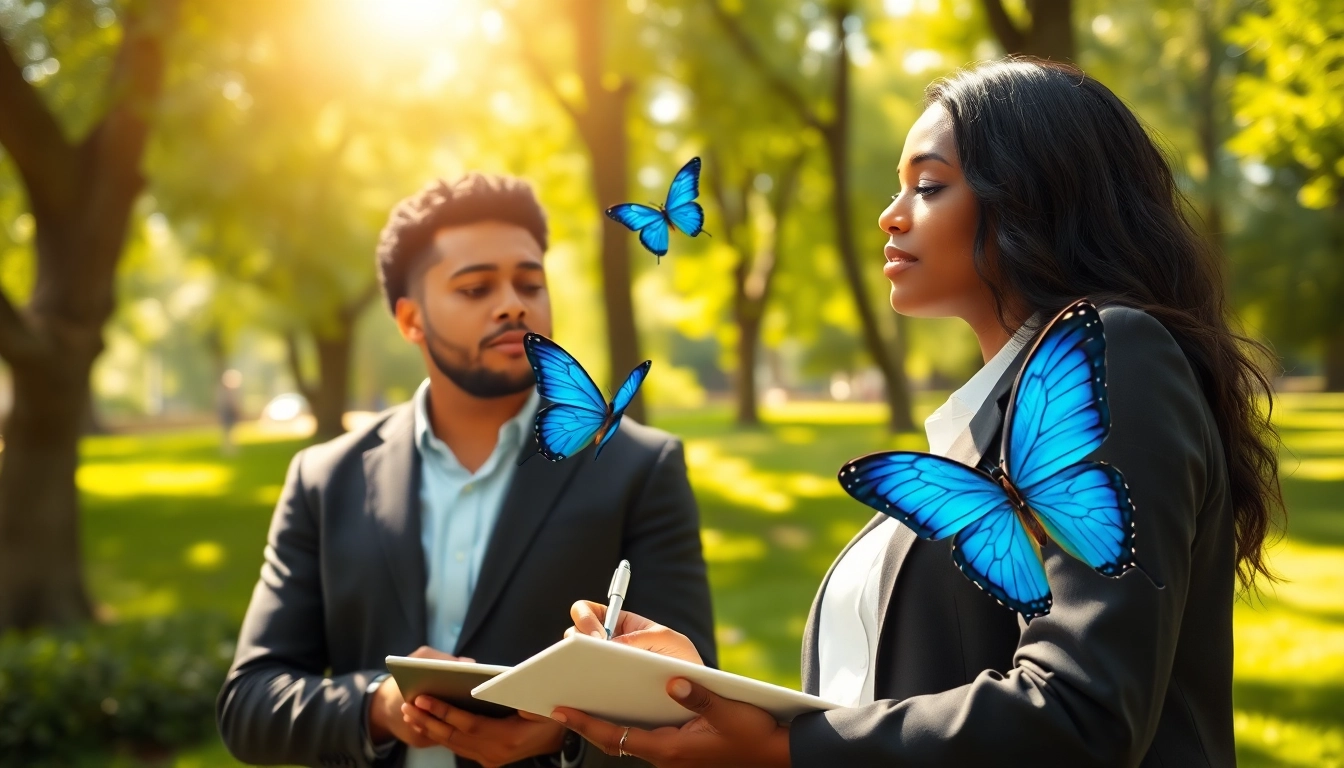 Find my true calling: a couple exploring career choices in a vibrant park.