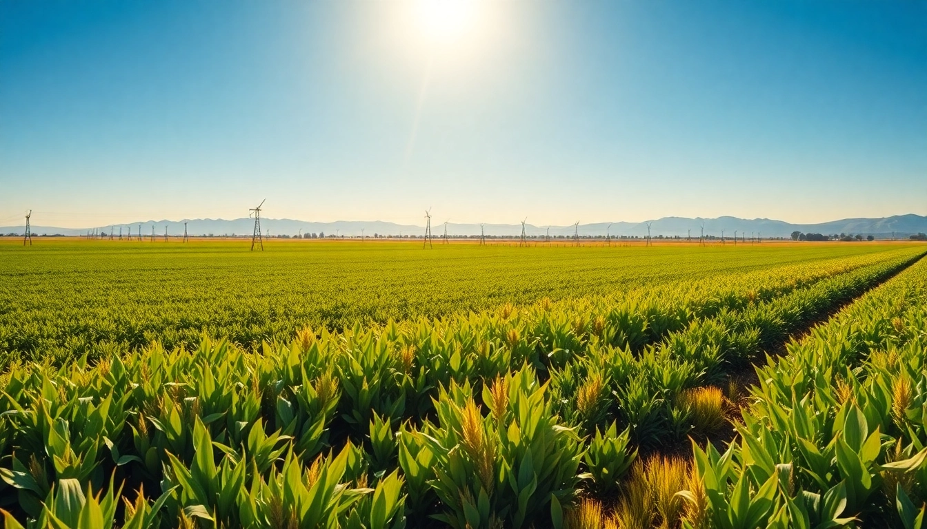 Land irrigation system efficiently nourishes crops in a vibrant agricultural landscape.