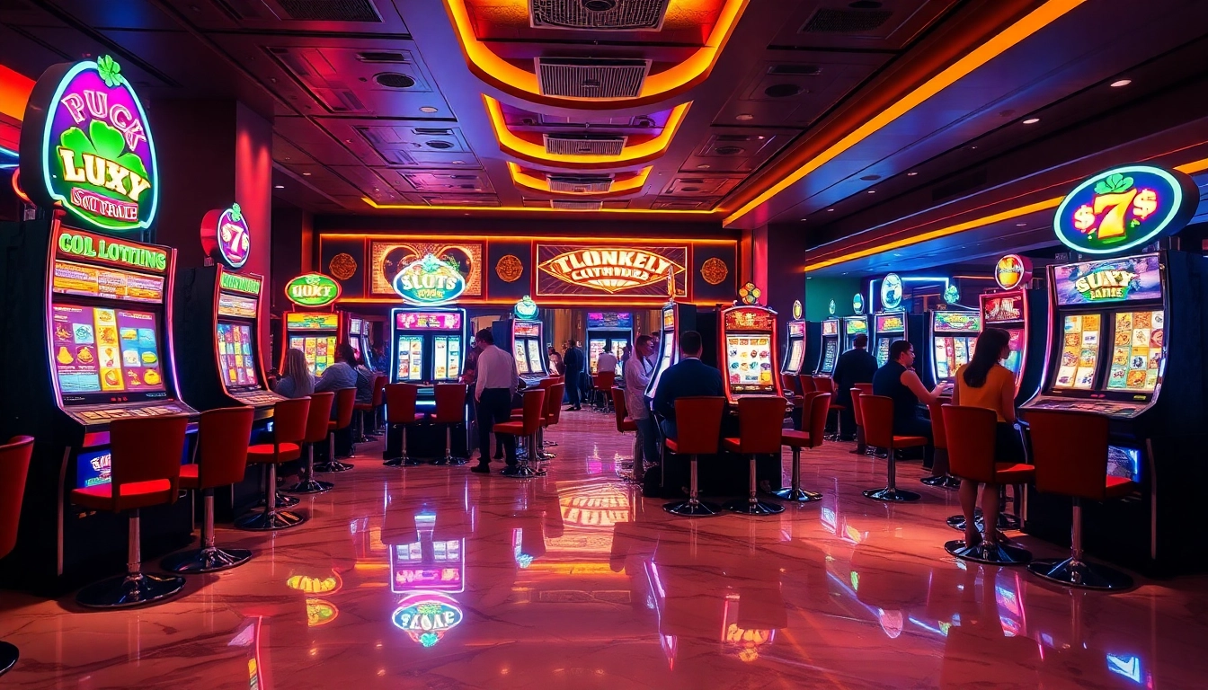Experience the excitement of slot pulsa games in a luxurious casino setting.