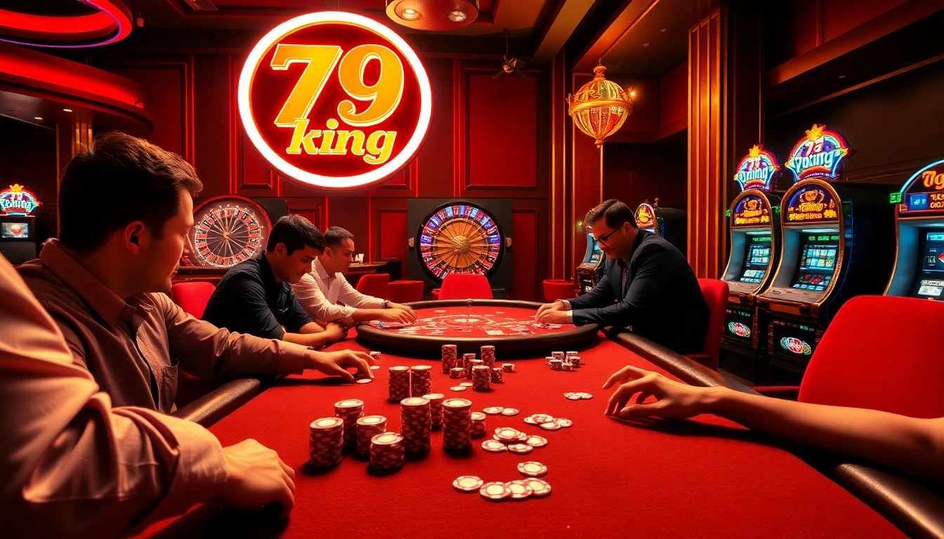 79king poker scene showcasing high stakes and excitement at the table.