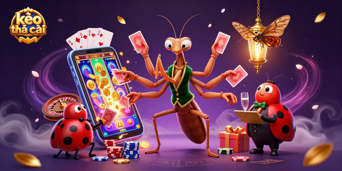 Bettors analyze odds at a vibrant kèo nhà cái illustration featuring colorful game elements and characters.