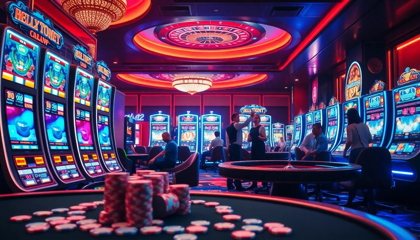SLOT88 slot machines and gaming chips create an exciting casino atmosphere.