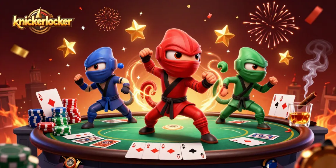 Engage with the thrilling gaming scene featuring knickerlocker characters poised for victory amidst dynamic poker elements.