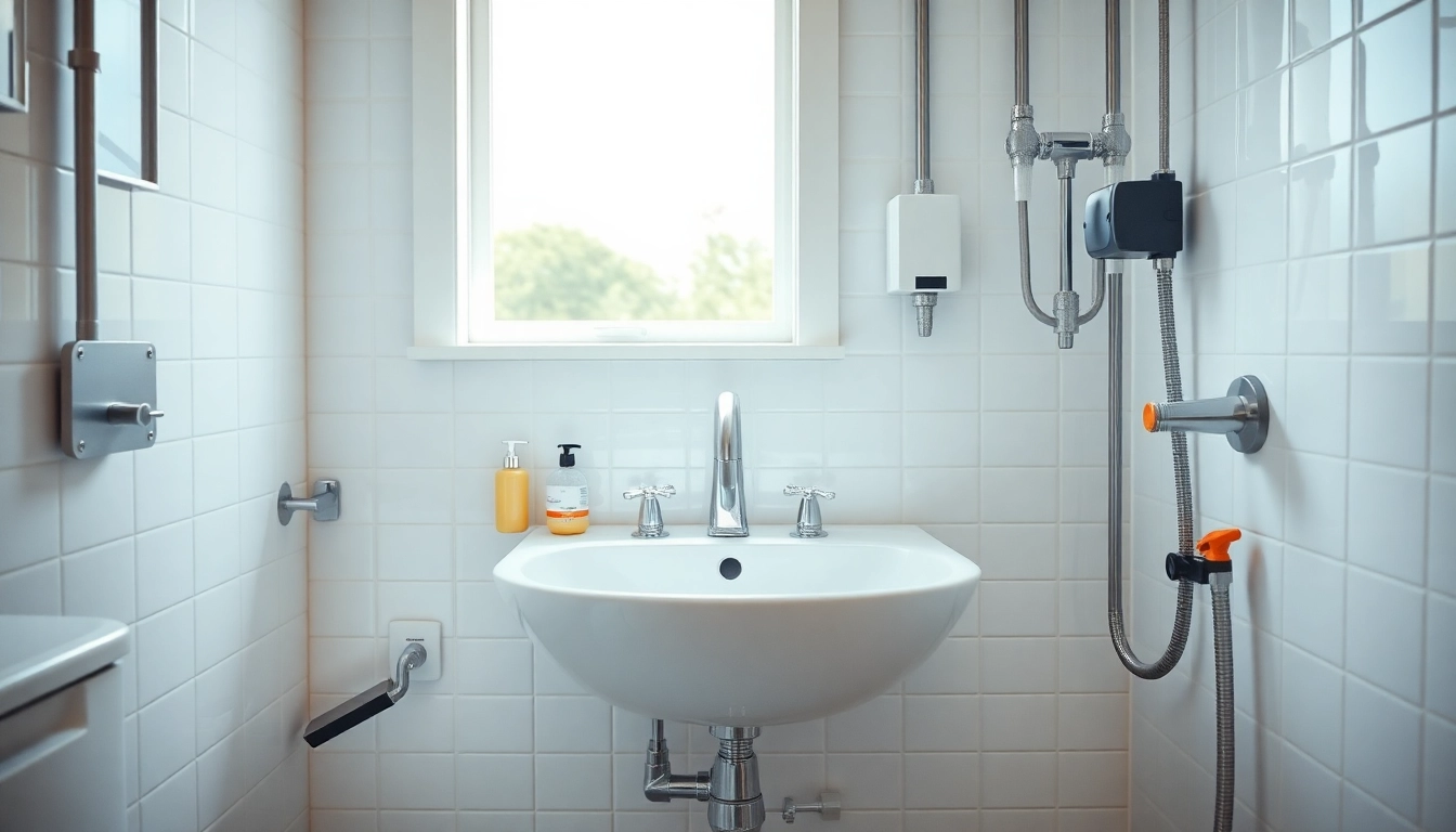 Sonni sanitär GmbH zeigt moderne Sanitärinstallation in einem hellen Badezimmer mit eleganten Armaturen.