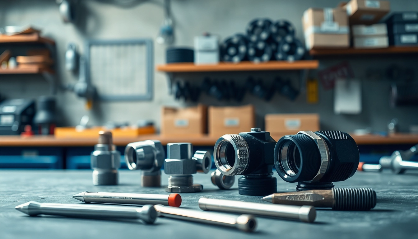 Showcase detailed 360-degree swivel AN fittings in a professional workshop setting.