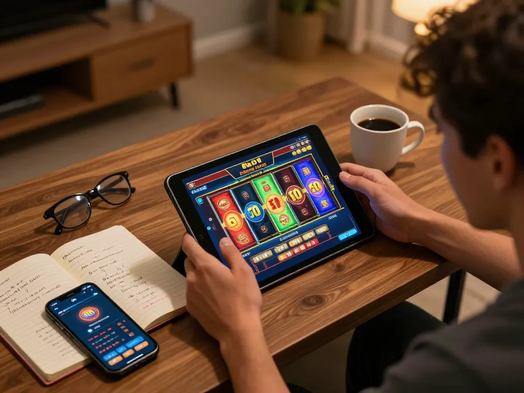 Engaging with the apk slot bet 50 perak deposit 5000 interface, showcasing dynamic online gaming strategy and cozy atmosphere.
