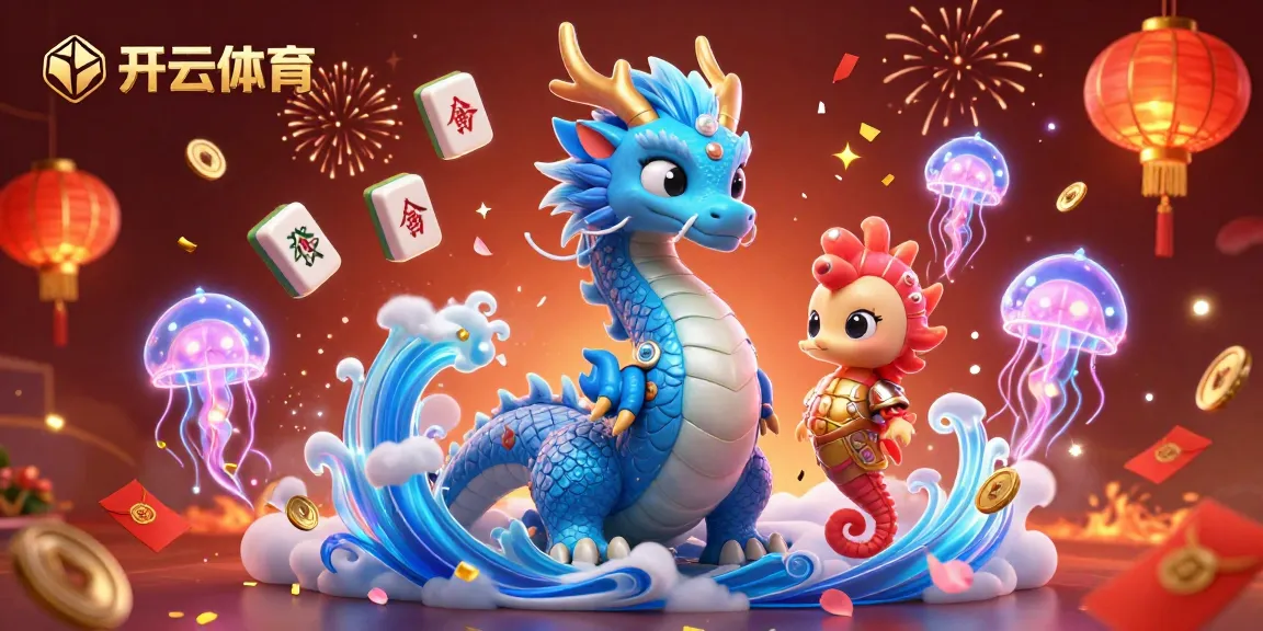 在开云体育体验沉浸式娱乐，生动的3D场景展示了一条龙、一位骑士和一只水母。