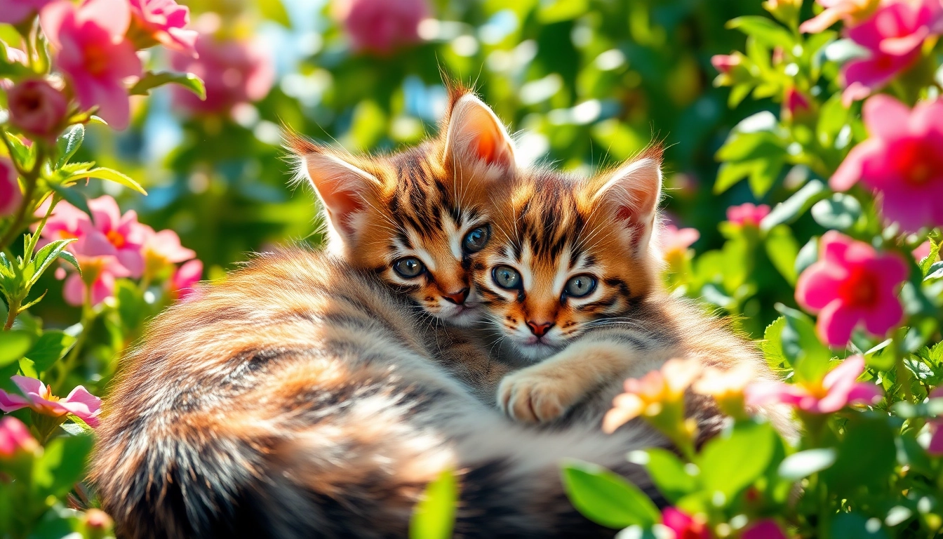 Maine Coon kittens for sale Northern California, showcasing a playful kitten in a vibrant garden setting.