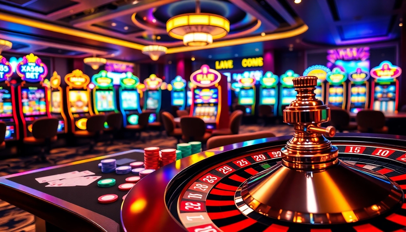 Experience the thrill of "XN88 BET" with vibrant casino tables and exciting gaming action.
