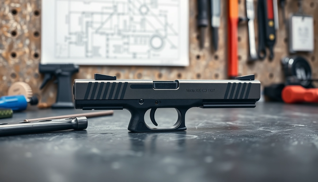 Showcasing glock 43x slide highlighting its precise craftsmanship and sleek finish.