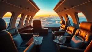 Experience the luxury of flying with https://flymarquis.com in a plush airplane interior.