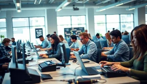 Enhancing skills at a typing center with professionals focused on productivity and collaboration.