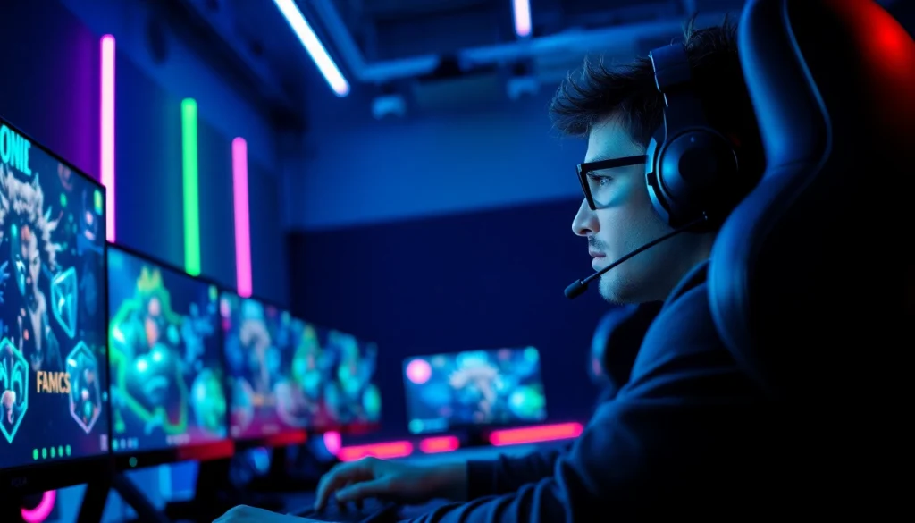 Link alternatif lapak303 game yang menampilkan gamer fokus di depan setup gaming modern.