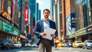 Confident job seeker in New York City actively searching for jobs new york opportunities.