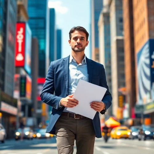 Confident job seeker in New York City actively searching for jobs new york opportunities.