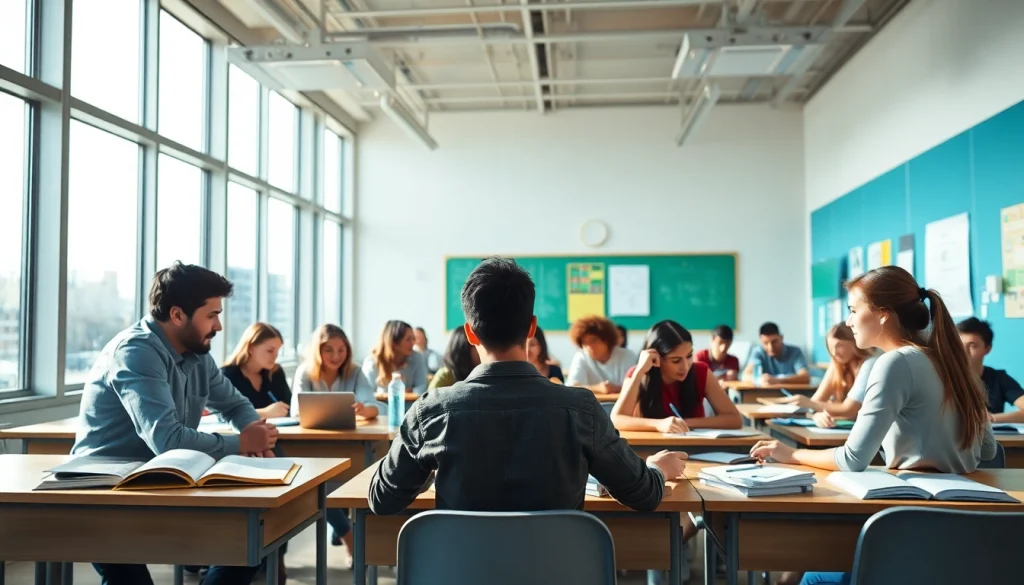 Engaged students collaborating in an interactive classroom setting focused on Education.