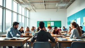 Engaged students collaborating in an interactive classroom setting focused on Education.