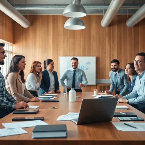 Engaged professionals in a meeting at https://valuesfirst.com focusing on collaboration and innovation.