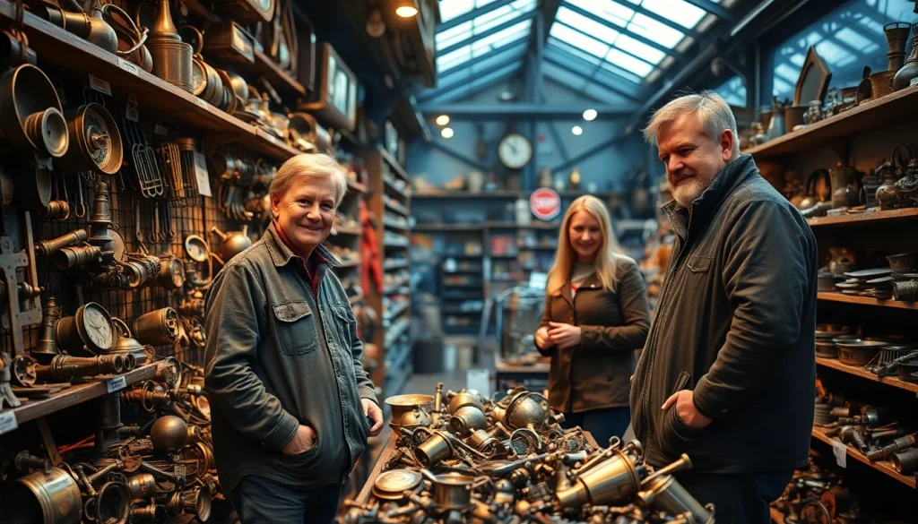 Schrotthandel Düsseldorf - Mitarbeiter sortieren Schrott effizient mit einem Lächeln.