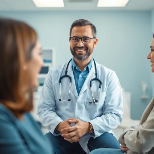 Engaging consultation illustrating Health dynamics between a doctor and patient.