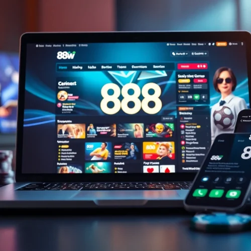 Dynamic online gambling interface of 888 new showcasing games and user-friendly features.
