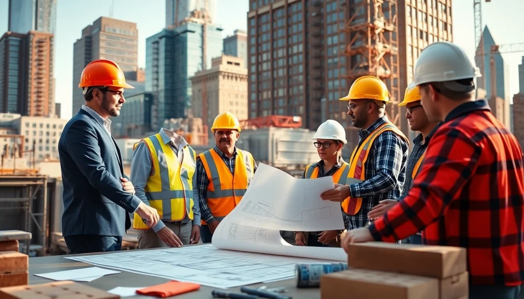 Efficient team working with a New York General Contractor on a modern construction site.