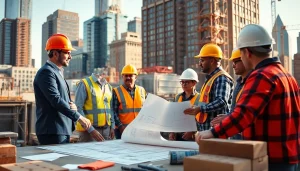 Efficient team working with a New York General Contractor on a modern construction site.