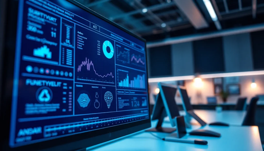 Analyze data with advanced visuals at https://benchbot.ai in a modern tech office setting