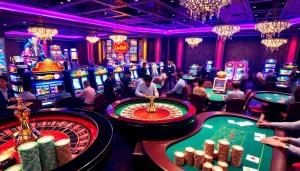 KJC AC 1 casino scene showcasing players at a roulette table and poker games.