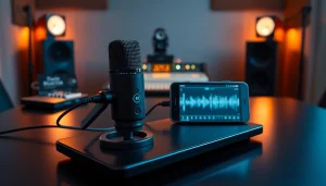 MV 88 microphone showcased in a modern recording setup highlighting audio recording capabilities.