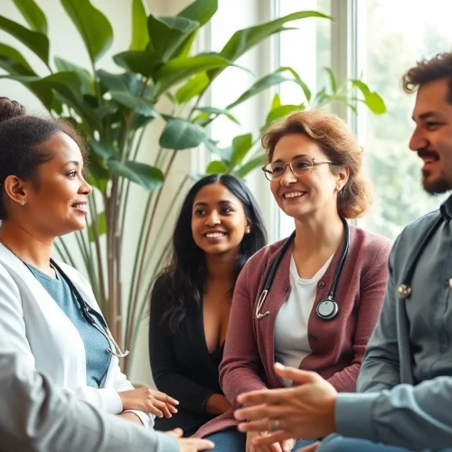 Engage in holistic health consultations in a professional setting with diverse participants.