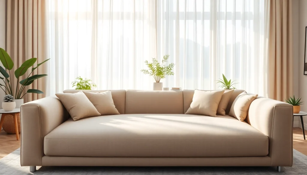 Cozy sofa bed showcased in a modern living room with elegant design features.