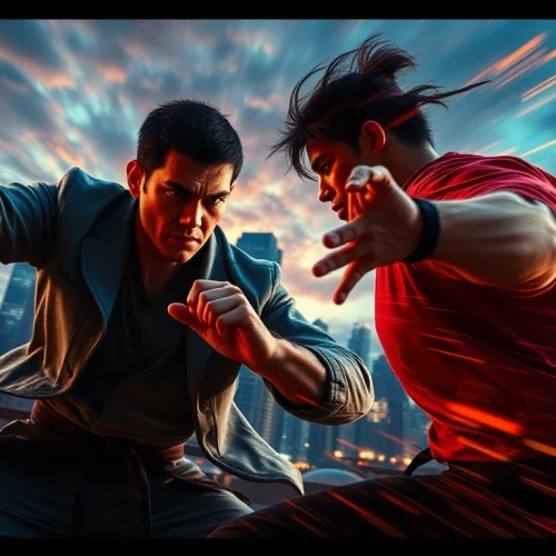 Experience an electrifying Martial Arts Thriller fighting scene showcasing intense combat dynamics.