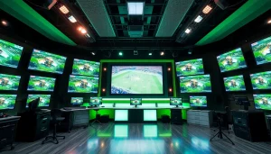 스포츠중계 고화질 방송을 제공하는 현대적인 스포츠 스튜디오 모습