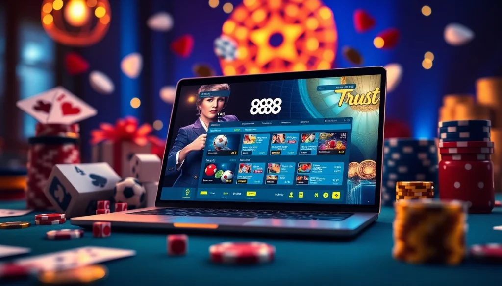 Experience the exciting online gaming world of 888 new with vibrant casino elements and a modern interface.