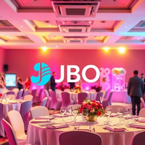 Showcasing JBO event planning services with vibrant decorations and engaged guests.