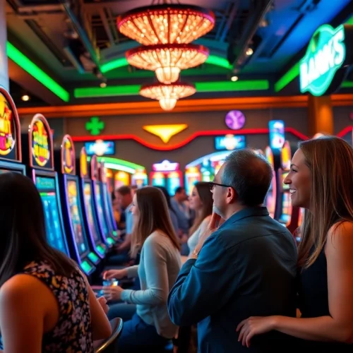 Mengamati slot gacor di kasino yang penuh warna dengan pemain antusias.