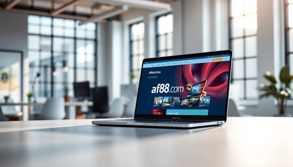Engaging website layout for af88.com with modern design features in a professional workspace.