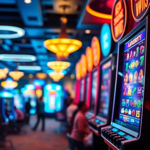 Memenangkan permainan pada mesin slot luxury138 slot di kasino penuh semangat.