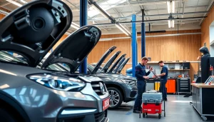 Efficient werkstatt nähe westhafen mit modernen Werkzeugen und engagierten Technikern bei der Arbeit.